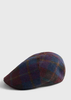 Paul Stuart Scarves, Hats, Gloves^Wool Plaid Pub Cap Burgundy