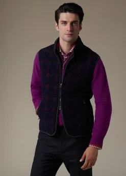 Paul Stuart Vests|Outerwear^Wool Plaid Quilted Vest Navy/Burgundy