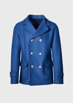 Paul Stuart Blazers & Jackets|Outerwear^Wool Raw Edge Double Breasted Jacket Blue