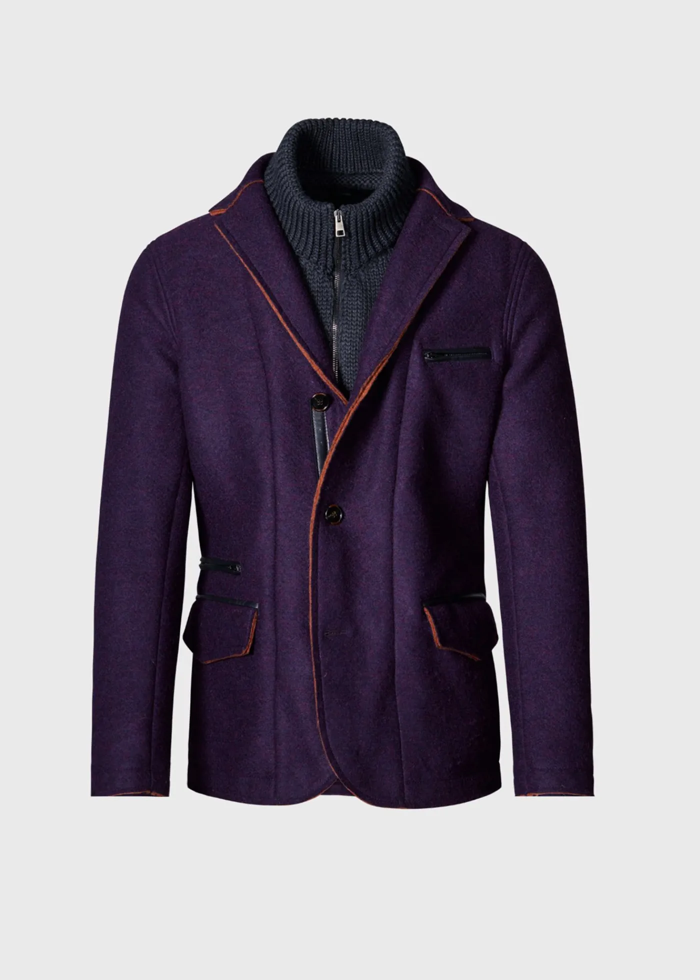 Paul Stuart Blazers & Jackets|Outerwear^Wool Raw Edge Jacket With Gilet Purple