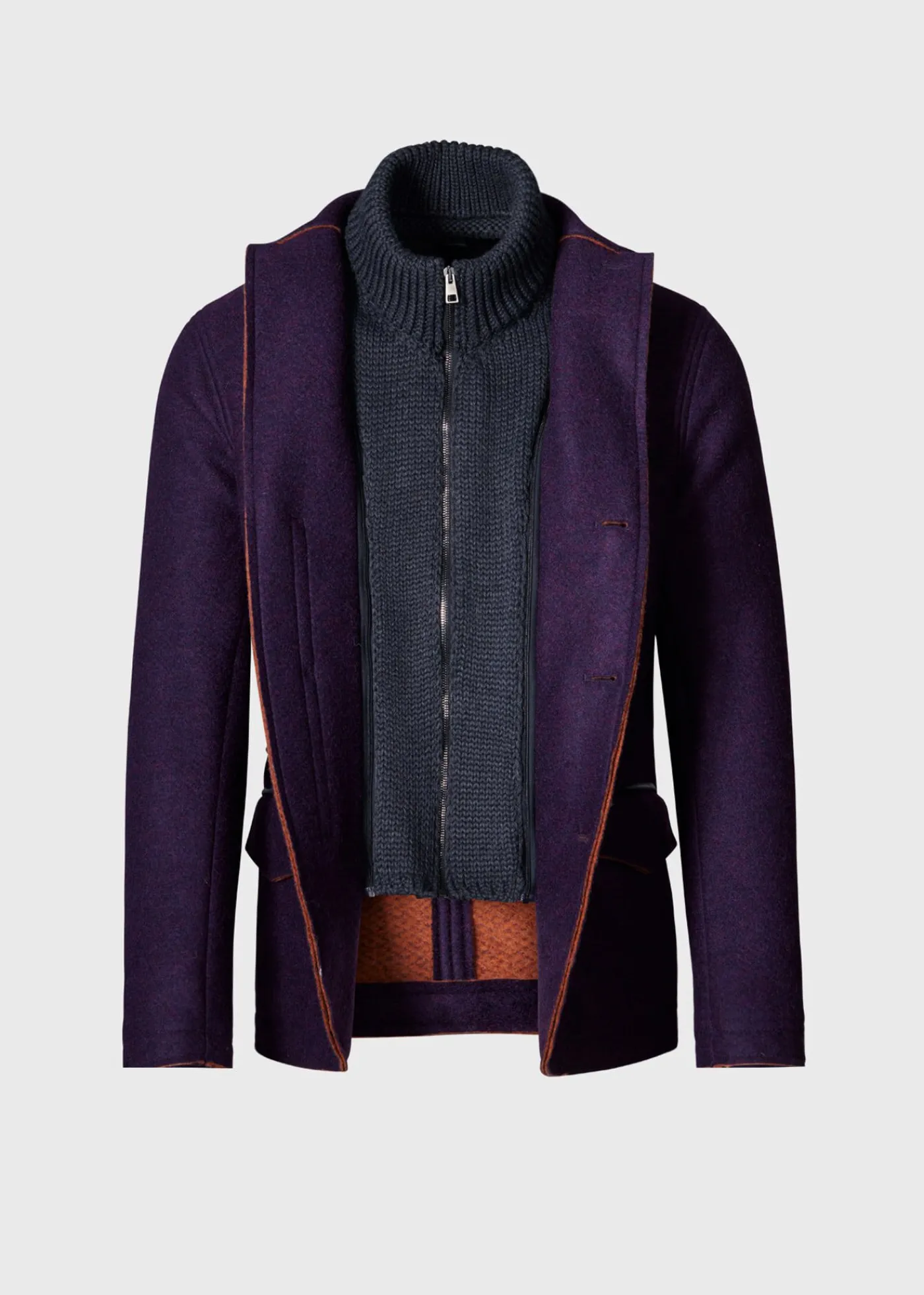 Paul Stuart Blazers & Jackets|Outerwear^Wool Raw Edge Jacket With Gilet Purple