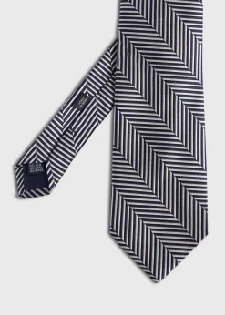 Paul Stuart Ties|Formal Shop^Woven Silk Chevron Tie Navy