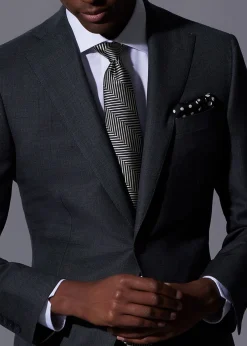 Paul Stuart Ties|Formal Shop^Woven Silk Chevron Tie Navy