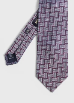 Paul Stuart Ties^Woven Silk Deco Tie Burgundy