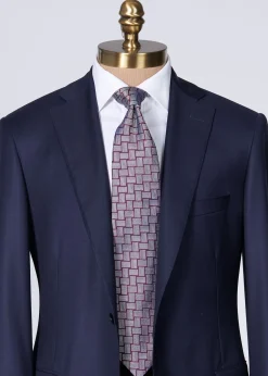 Paul Stuart Ties^Woven Silk Deco Tie Burgundy