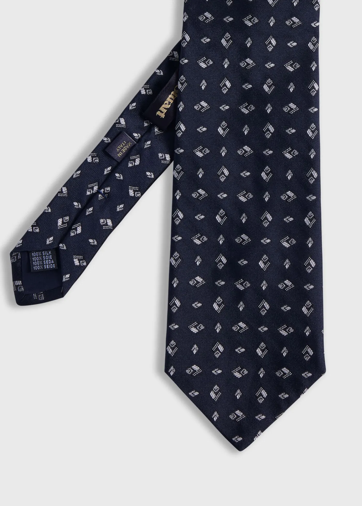 Paul Stuart Ties^Woven Silk Diamond Deco Tie Navy