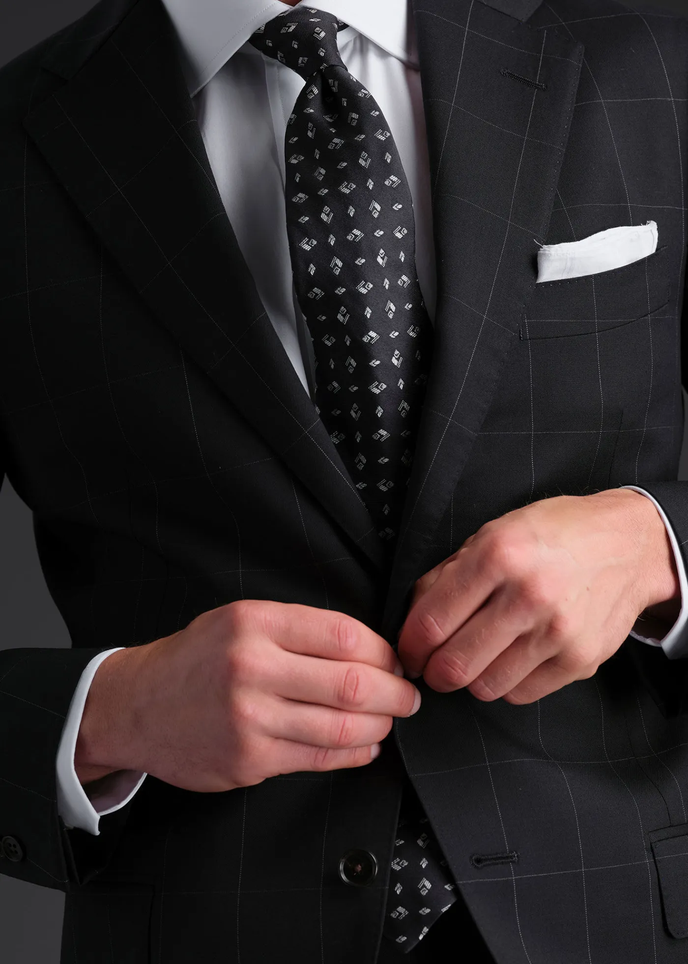 Paul Stuart Ties^Woven Silk Diamond Deco Tie Navy