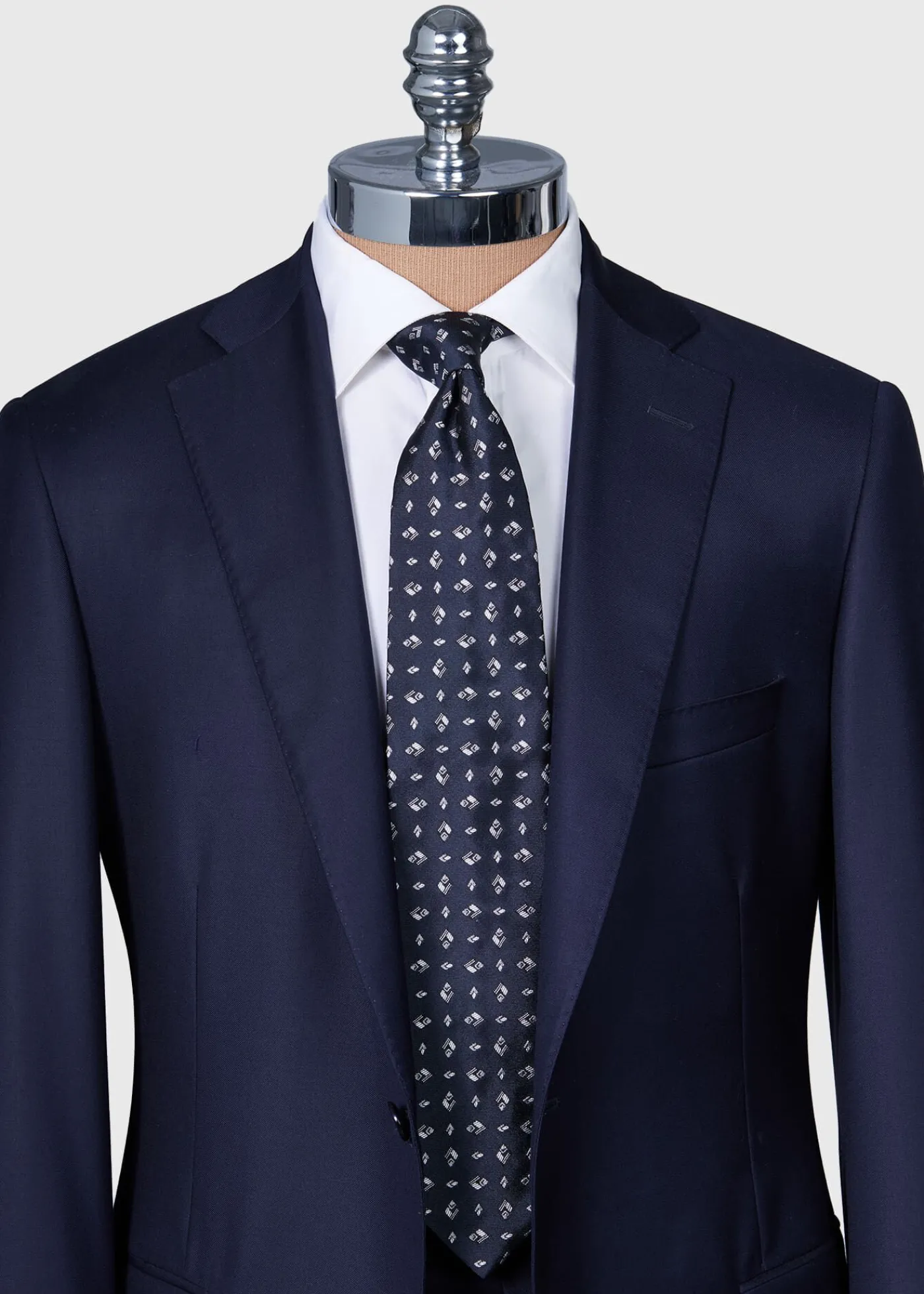 Paul Stuart Ties^Woven Silk Diamond Deco Tie Navy