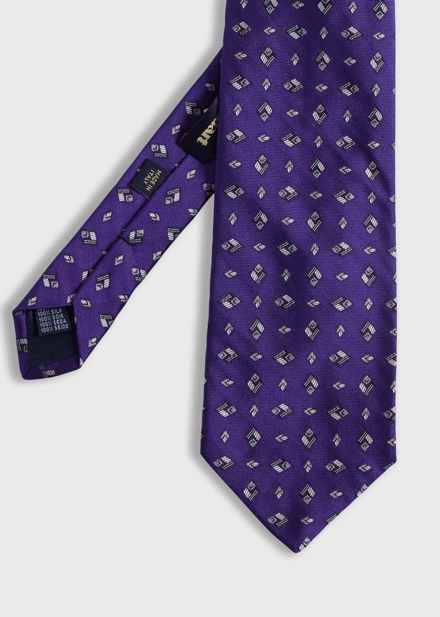 Paul Stuart Ties^Woven Silk Diamond Deco Tie Purple