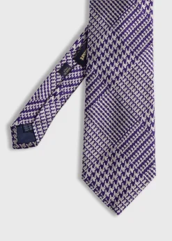 Paul Stuart Ties^Woven Silk Glen Plaid Tie Purple
