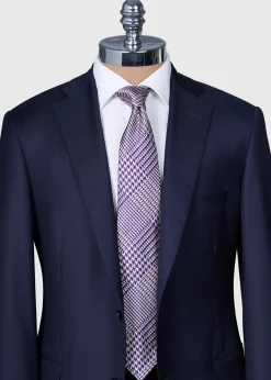 Paul Stuart Ties^Woven Silk Glen Plaid Tie Purple