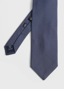 Paul Stuart Ties^Woven Silk Micro Dot Tie Navy