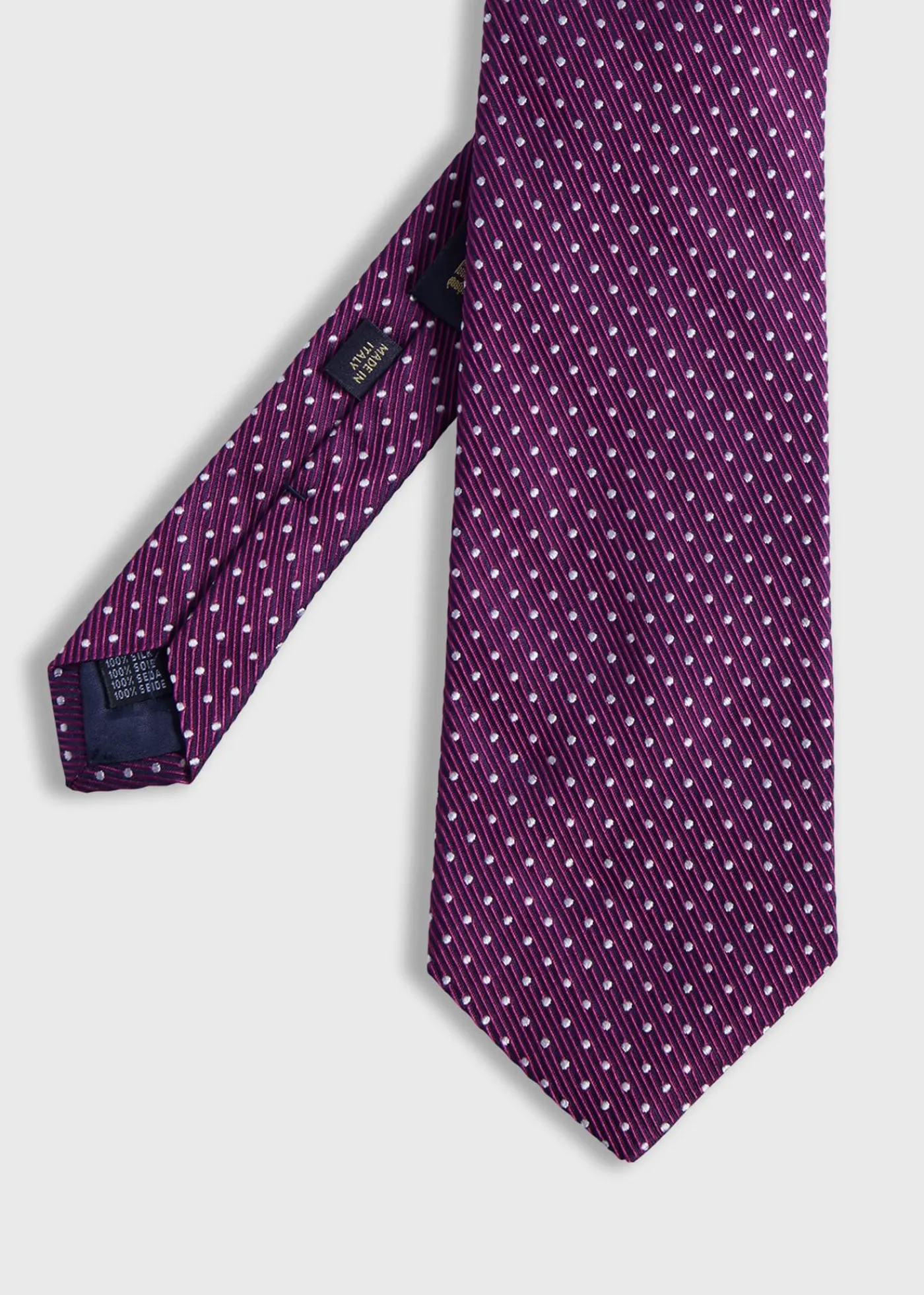 Paul Stuart Ties^Woven Silk Micro Dot Tie Berry