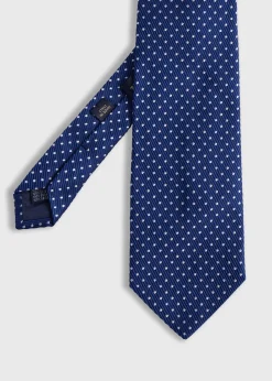 Paul Stuart Ties^Woven Silk Micro Dot Tie Navy