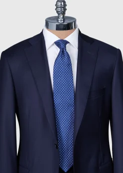 Paul Stuart Ties^Woven Silk Micro Dot Tie Navy