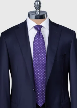 Paul Stuart Ties^Woven Silk Micro Dot Tie Purple