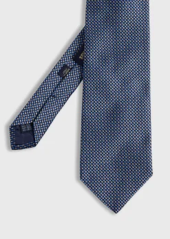 Paul Stuart Ties^Woven Silk Micro Jacquard Tie Navy