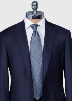 Paul Stuart Ties^Woven Silk Micro Jacquard Tie Navy