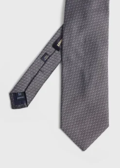 Paul Stuart Ties^Woven Silk Micro Pattern Tie Silver