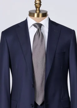 Paul Stuart Ties^Woven Silk Micro Pattern Tie Silver