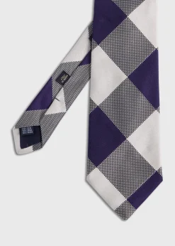 Paul Stuart Ties|Formal Shop^Woven Silk Oversized Check Tie Purple