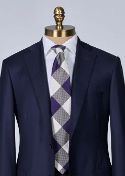 Paul Stuart Ties|Formal Shop^Woven Silk Oversized Check Tie Purple