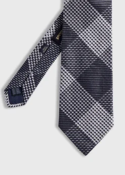 Paul Stuart Ties^Woven Silk Patchwork Plaid Tie Grey