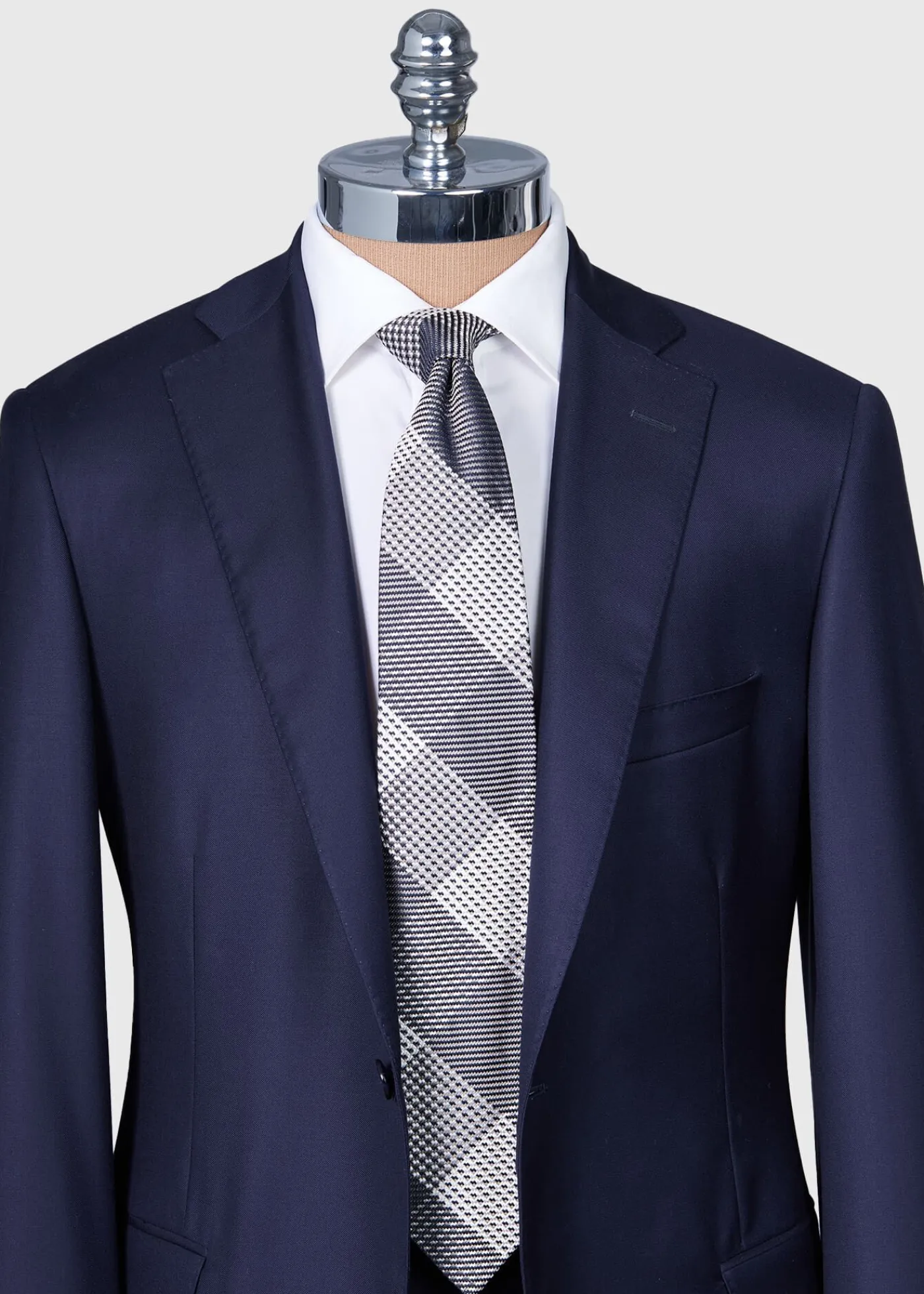Paul Stuart Ties^Woven Silk Patchwork Plaid Tie Grey