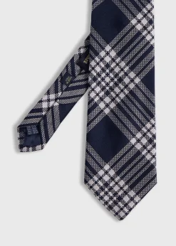 Paul Stuart Ties^Woven Silk Plaid Tie Navy