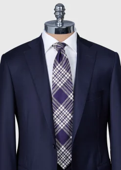 Paul Stuart Ties^Woven Silk Plaid Tie Purple