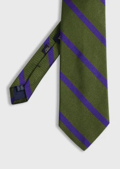 Paul Stuart Ties^Woven Silk Regimental Stripe Tie Green