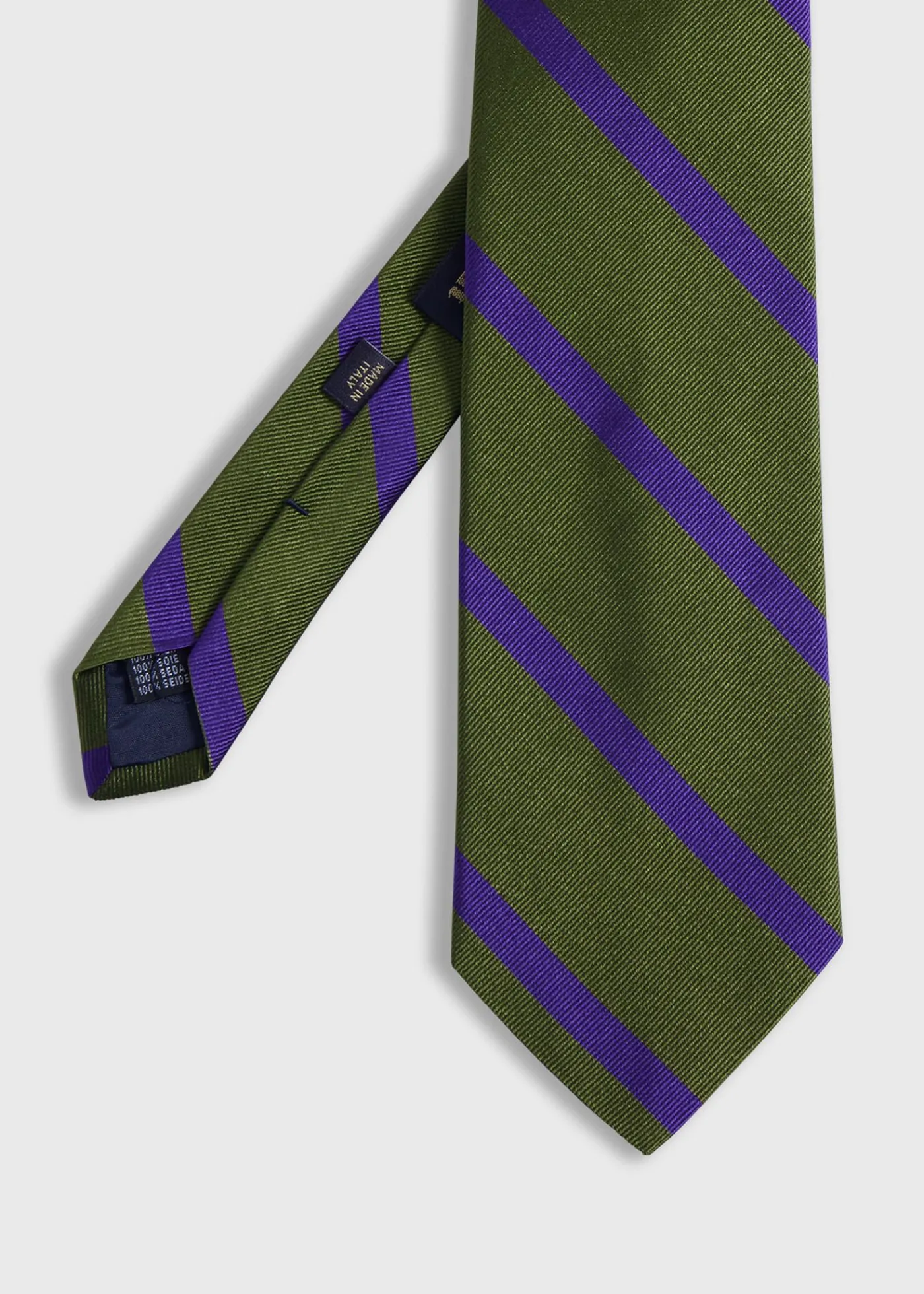 Paul Stuart Ties^Woven Silk Regimental Stripe Tie Green