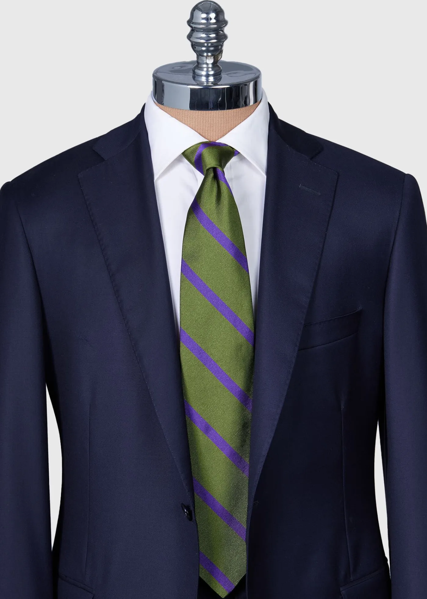 Paul Stuart Ties^Woven Silk Regimental Stripe Tie Green