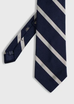 Paul Stuart Ties^Woven Silk Regimental Stripe Tie Navy