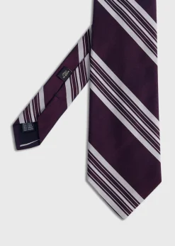 Paul Stuart Ties|Formal Shop^Woven Silk Stripe Tie Burgundy
