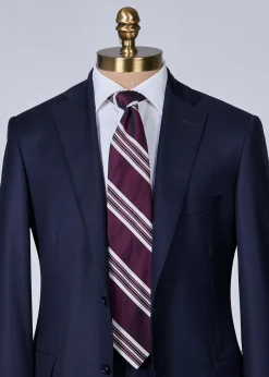 Paul Stuart Ties|Formal Shop^Woven Silk Stripe Tie Burgundy