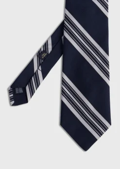 Paul Stuart Ties|Formal Shop^Woven Silk Stripe Tie Navy