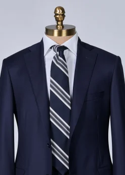 Paul Stuart Ties|Formal Shop^Woven Silk Stripe Tie Navy