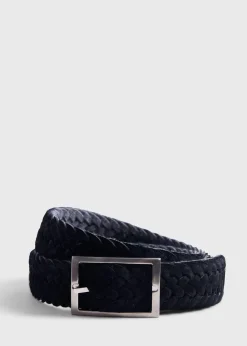 Paul Stuart Belts^Woven Suede And Wool Reversible Belt Black