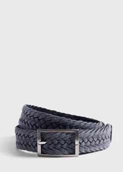 Paul Stuart Belts^Woven Suede And Wool Reversible Belt Black