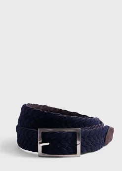 Paul Stuart Belts^Woven Suede And Wool Reversible Belt Dark Brown