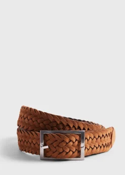 Paul Stuart Belts^Woven Suede And Wool Reversible Belt Camel