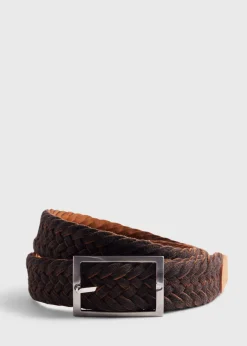 Paul Stuart Belts^Woven Suede And Wool Reversible Belt Camel