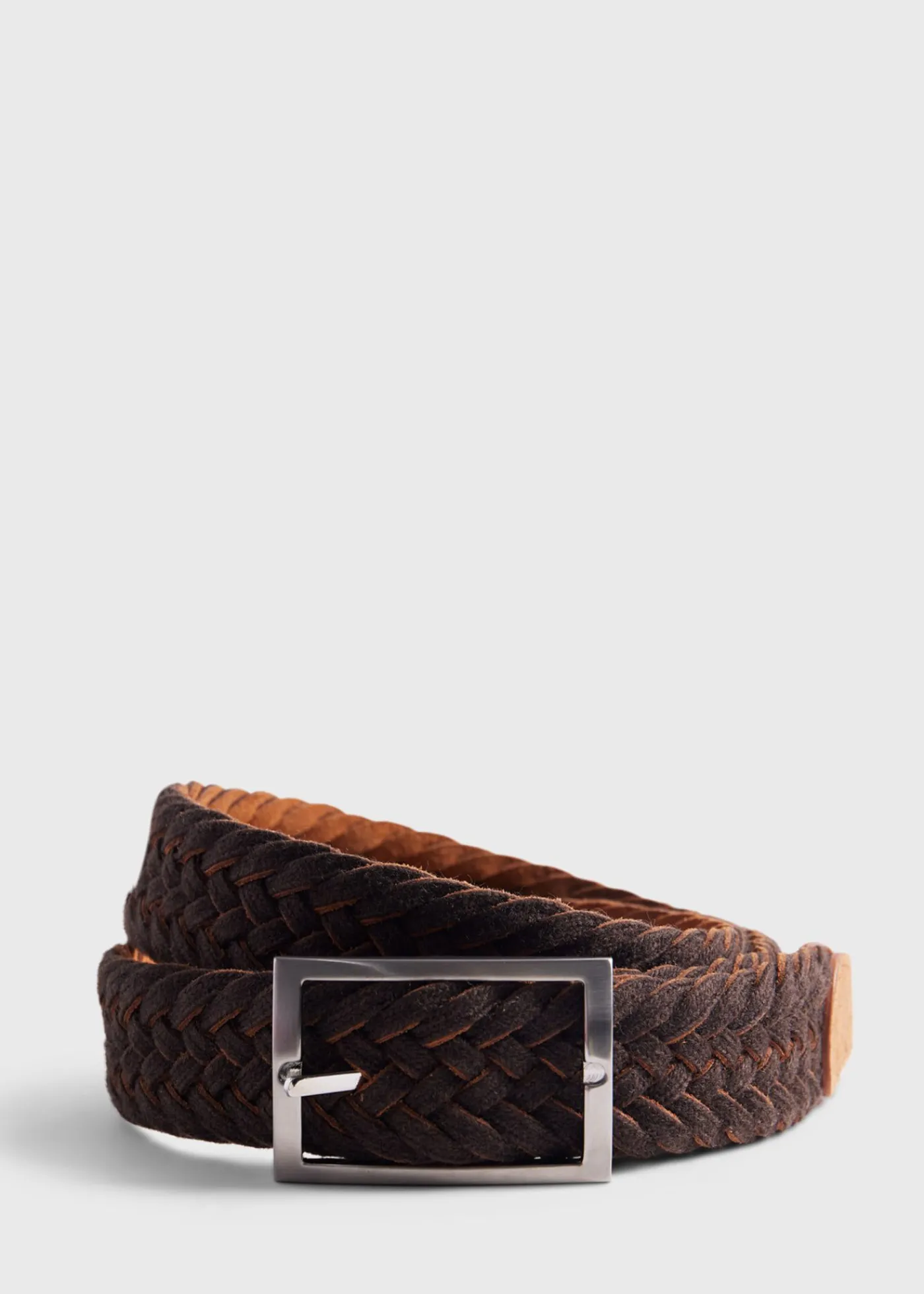 Paul Stuart Belts^Woven Suede And Wool Reversible Belt Camel