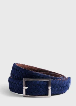 Paul Stuart Belts^Woven Suede And Wool Reversible Belt Blue