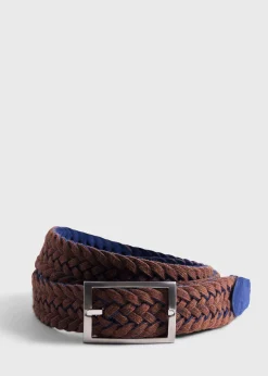 Paul Stuart Belts^Woven Suede And Wool Reversible Belt Blue