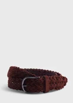 Paul Stuart Belts^Woven Suede Belt Cognac