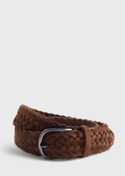 Paul Stuart Belts^Woven Suede Belt Tan