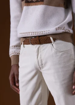 Paul Stuart Belts^Woven Suede Belt Tan