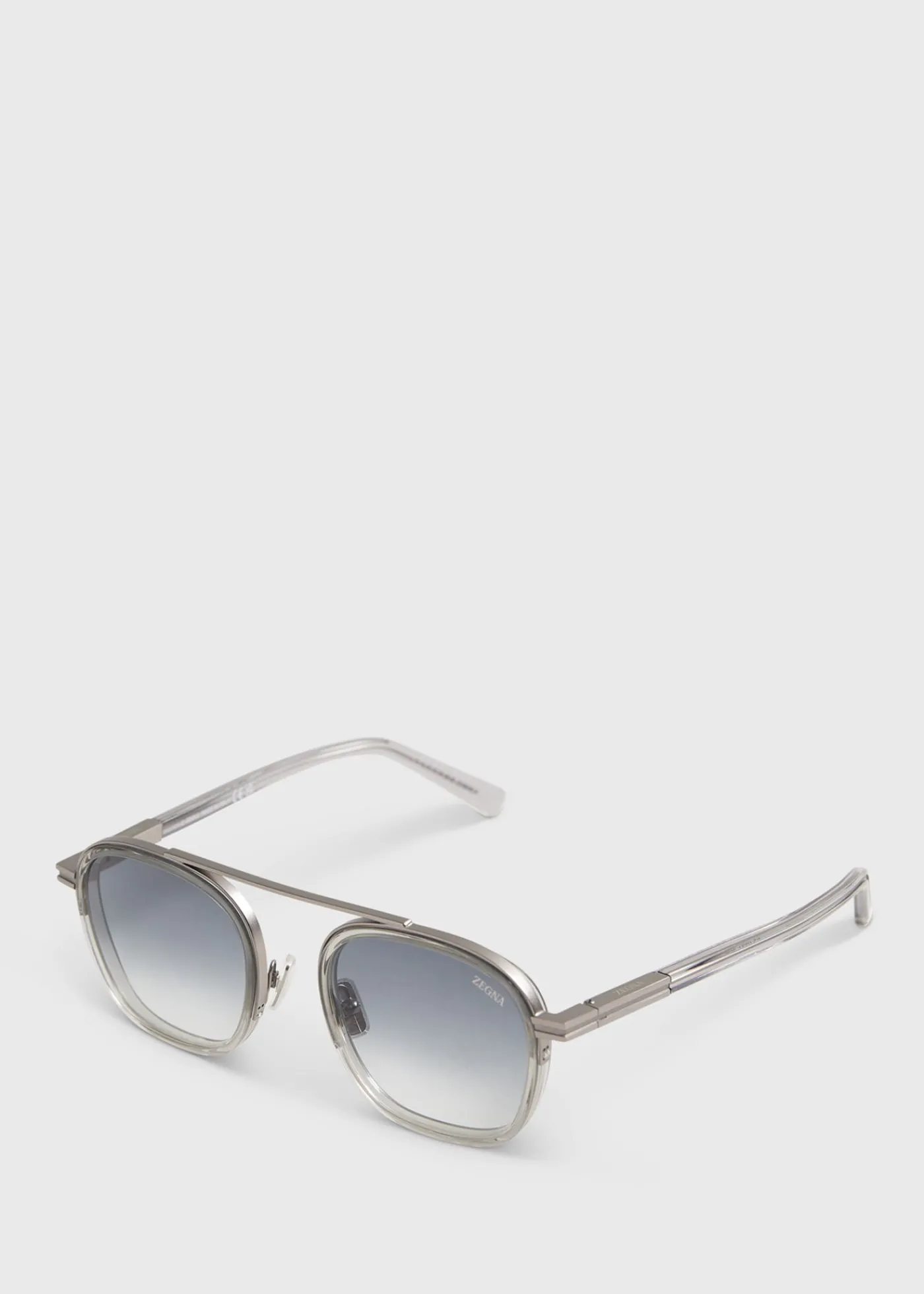 Paul Stuart Sunglasses & Eyewear^Zegna Shiny Metal With Gradient Smoke Lens Silver
